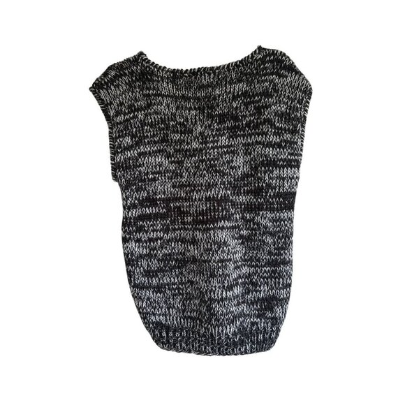 Hand-Knit Sleeveless Black Red Sweater Abstract Large - Picture 3 of 5